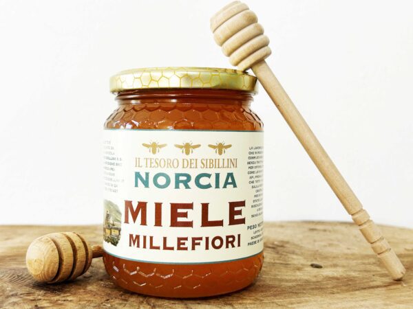 Miele millefiori di Norcia raccolto in montagna ad una quota di 1200 metri slm